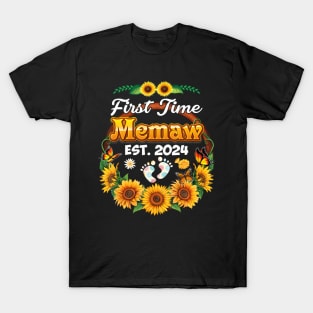 Est 2024 First Time Memaw New Mom Baby Sunflower T-Shirt